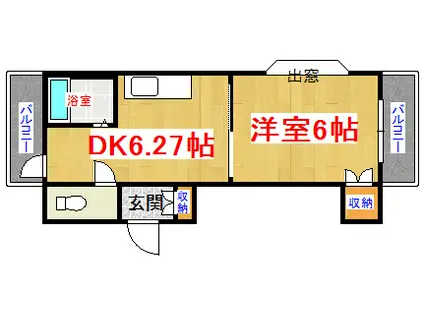 KIRI・ビル(1DK/3階)の間取り写真