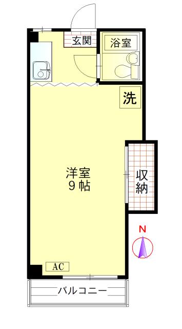 ナオモトハイツ(ワンルーム/2階)の間取り写真