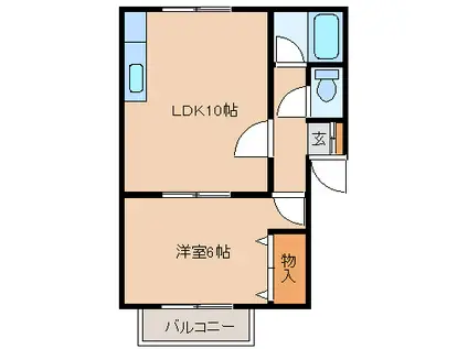 サウスロアヴェール(1LDK/2階)の間取り写真