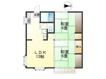 ドミールタナカ(2LDK/2階)の間取り写真
