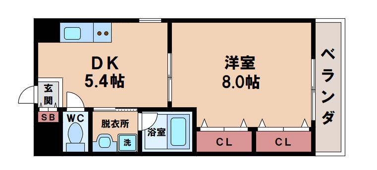 イーストコーストヴィラ(1DK/4階)の間取り写真