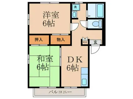 エステートピア松英I(2DK/2階)の間取り写真