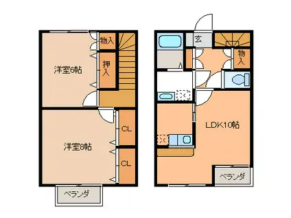メゾネットターク(2LDK/1階)の間取り写真
