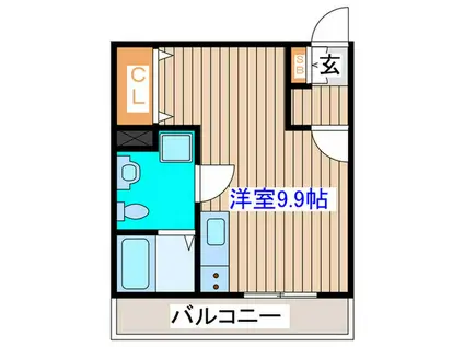 メリディアン鶴ヶ谷(ワンルーム/2階)の間取り写真