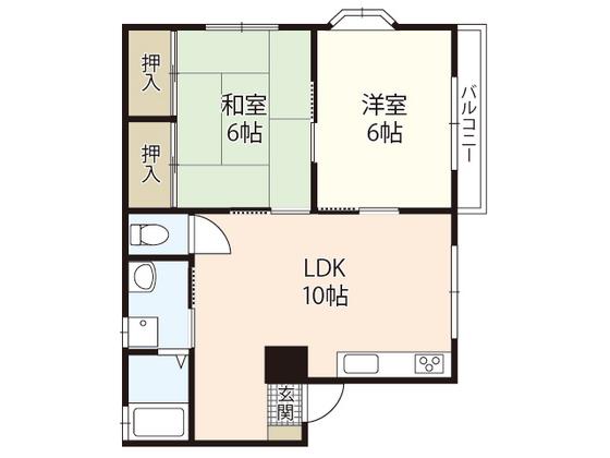 メゾン浦田(2LDK/2階)の間取り写真