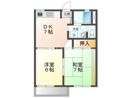 ユトリロ緑ヶ丘(2DK/2階)の間取り写真