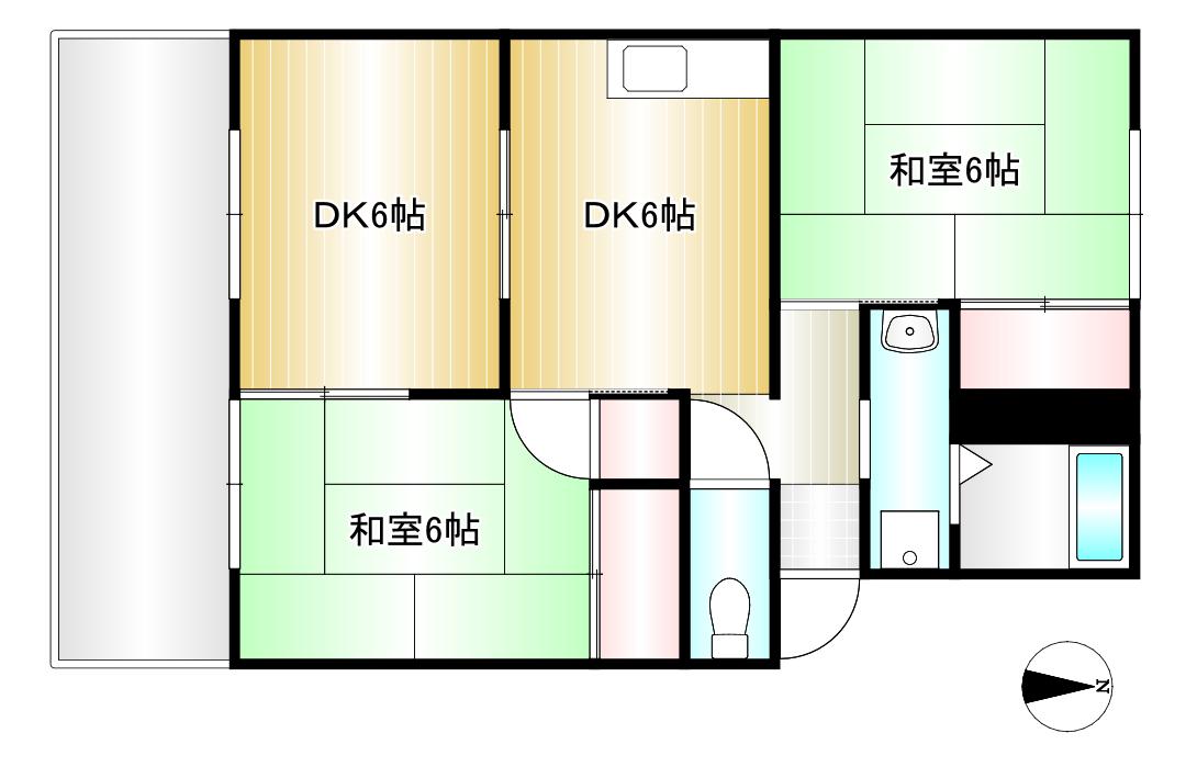 グレースタウンB棟(3DK/1階)の間取り写真