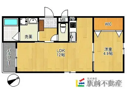 ギャラン東櫛原(1LDK/2階)の間取り写真