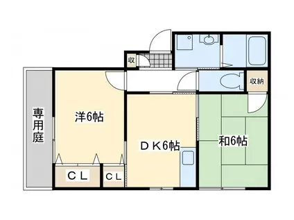 ルミエール赤坂(2DK/1階)の間取り写真