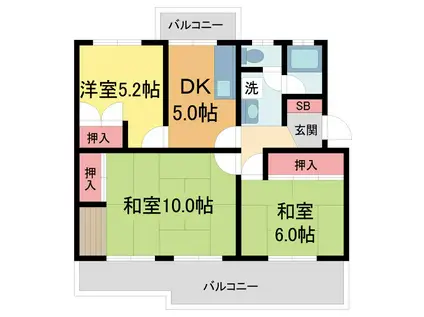 UR中山五月台14号棟(3DK/4階)の間取り写真