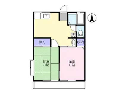 サンロード八幡 A棟(2K/2階)の間取り写真