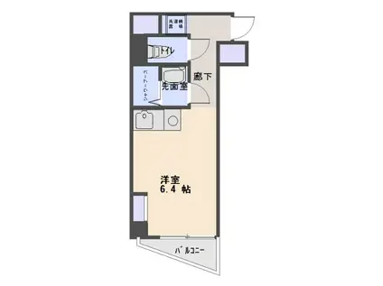 ハートインメイト(ワンルーム/2階)の間取り写真