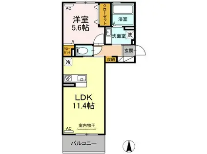 カーメラ(1LDK/2階)の間取り写真