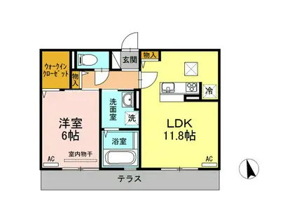 ＪＲ牟岐線 阿波富田駅 徒歩33分 3階建 築10年(1LDK/1階)の間取り写真