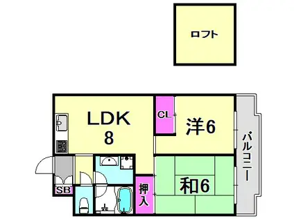 グラディ武庫之荘(2DK/3階)の間取り写真