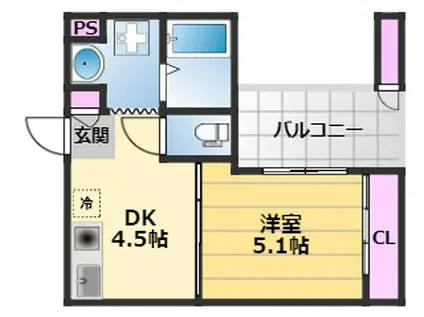 ロイヤルガーデン堺(1DK/6階)の間取り写真