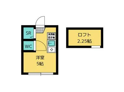 フェリスナイト(ワンルーム/1階)の間取り写真