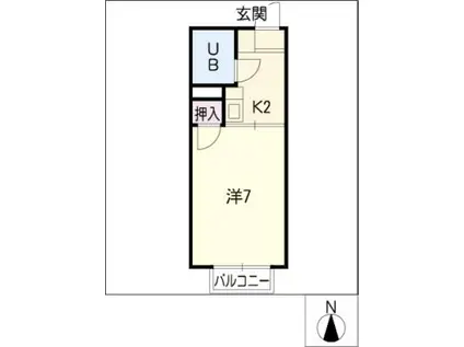 コーポ金子(1K/2階)の間取り写真