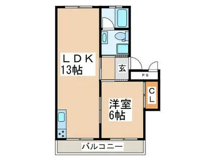 千草台団地5号棟(1LDK/4階)の間取り写真