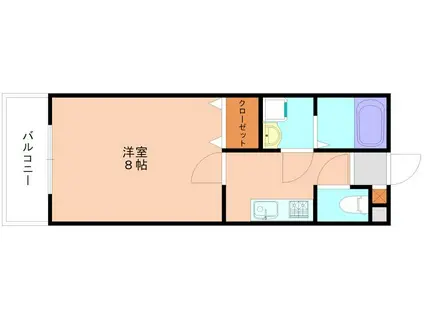 ファインフォレスタ福津(1K/2階)の間取り写真