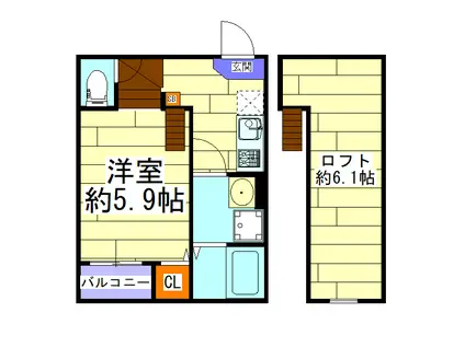 ハーモニーテラス姫島VII(1K/1階)の間取り写真
