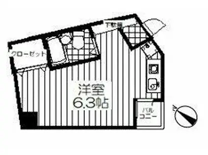 プラーズ下平間(ワンルーム/5階)の間取り写真