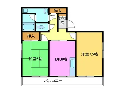 FLATS NAKAGAWA(2DK/4階)の間取り写真