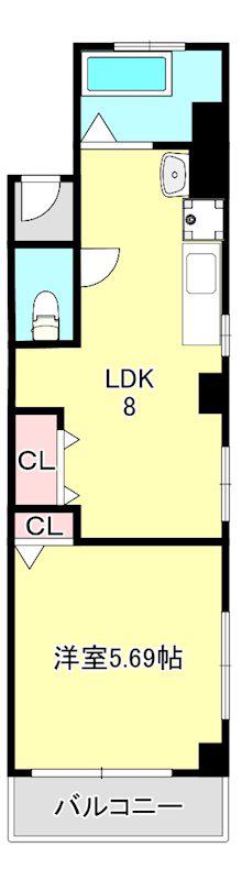 KMコート(1LDK/5階)の間取り写真