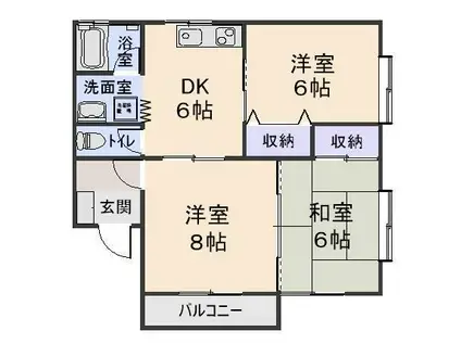 ハイツ南川尻 A(3DK/1階)の間取り写真