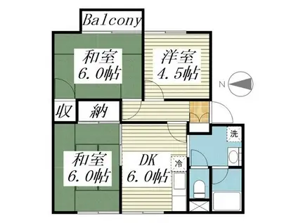 ミューラル湊(3DK/2階)の間取り写真