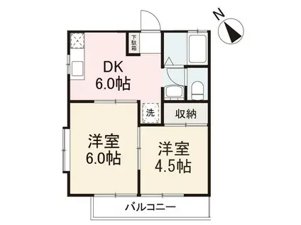 Tメーゾン(2DK/2階)の間取り写真