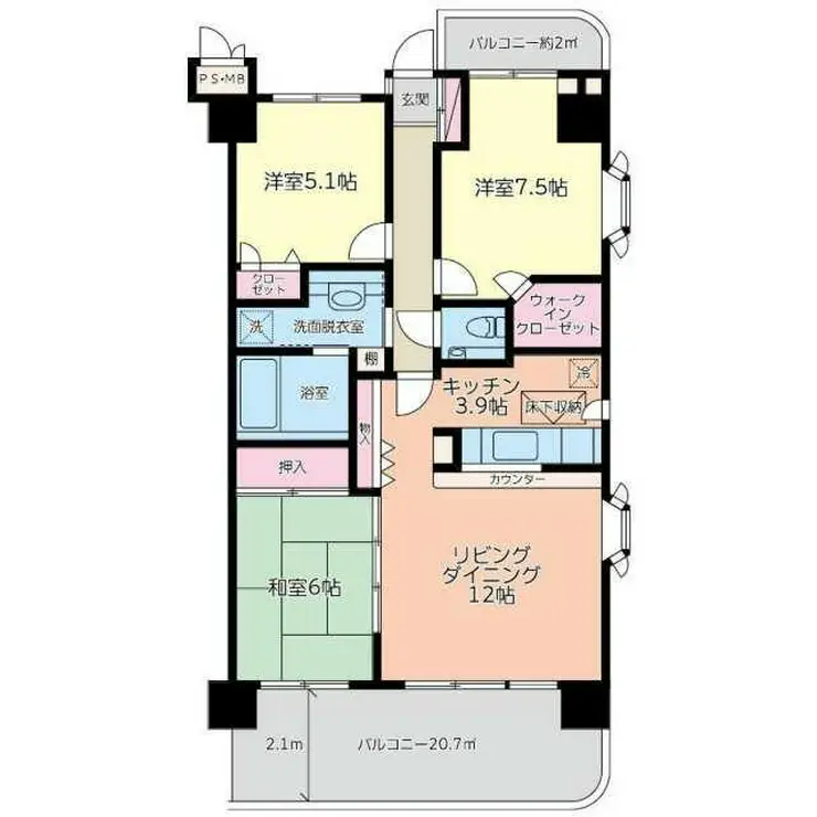 東川口ガーデンプラザ五番館 4階階 間取り