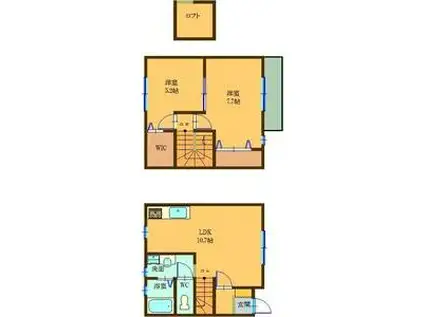 グランドプリマA(2LDK/1階)の間取り写真