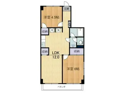 大竹ビル(2LDK/2階)の間取り写真