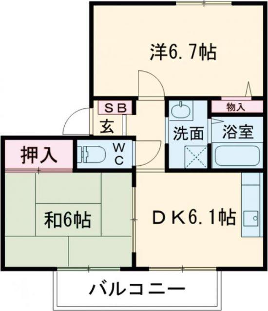 フォブール久保(2DK/2階)の間取り写真