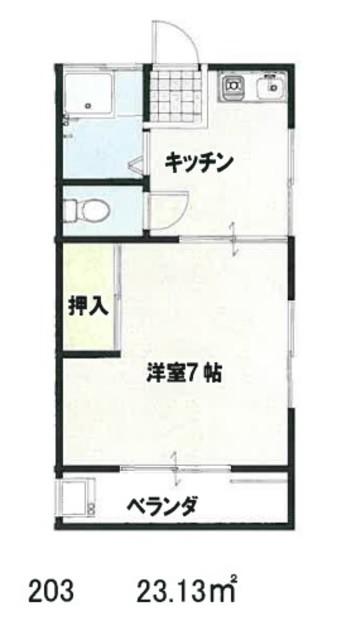コーポ落合(1K/2階)の間取り写真