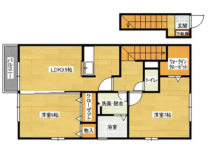 ビューテラス山本(2DK/2階)の間取り写真