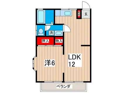 ワカバハイツ(2DK/2階)の間取り写真