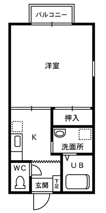 ロイヤル櫛林II(1K/2階)の間取り写真