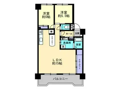 東峰マンション第2朝倉(2LDK/6階)の間取り写真