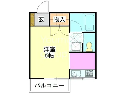 TKハイム(ワンルーム/2階)の間取り写真