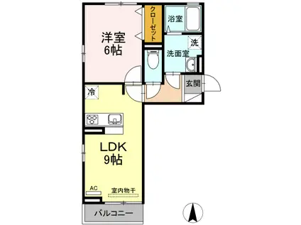 カエツリアルフィールド広野D-ROOM(1LDK/3階)の間取り写真