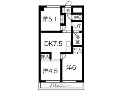 ソレイユ フジ(3DK/5階)の間取り写真