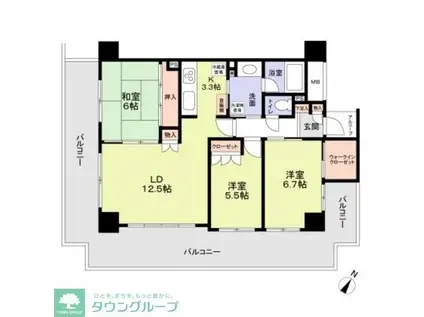 ハイムプラザ北浦和(3LDK/13階)の間取り写真