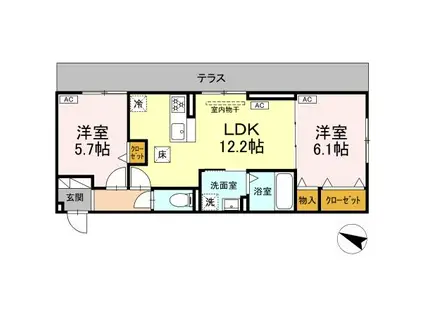 カーサ・カルーナ(2LDK/1階)の間取り写真