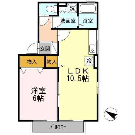 コンフォールウィルモア(1LDK/2階)の間取り写真