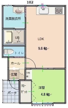 KURASUMU GINZA B棟(1LDK/2階)の間取り写真