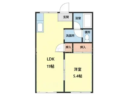 タウニィ料理松(1LDK/1階)の間取り写真