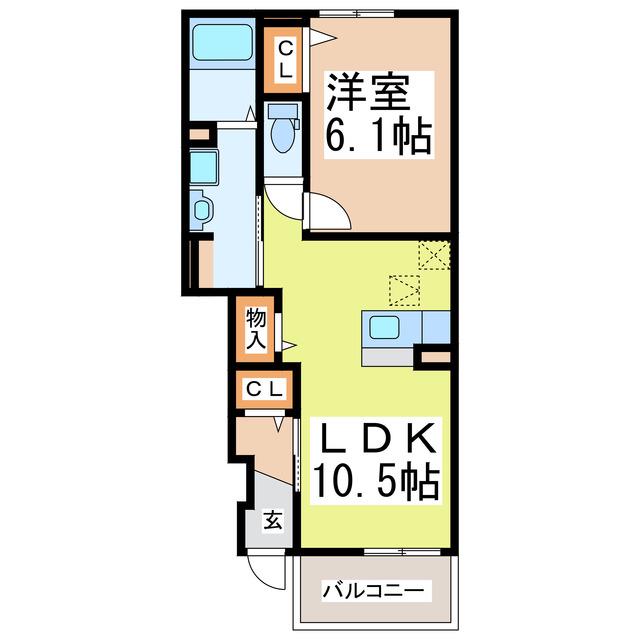 メゾン ド さちB(1LDK/1階)の間取り写真