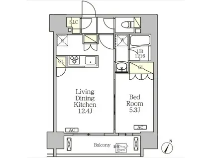 ジオエント白金台(1LDK/6階)の間取り写真
